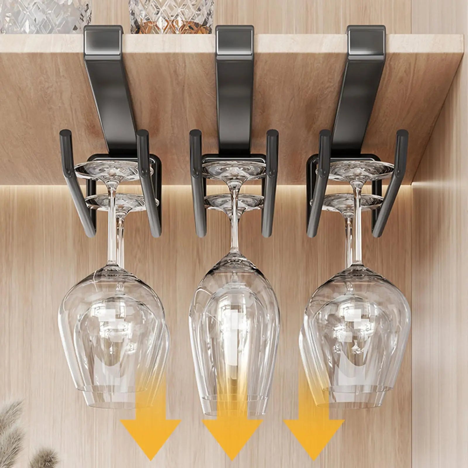 Under Cabinet Glass Rack No Drill Space Saving Metal Counter Storage