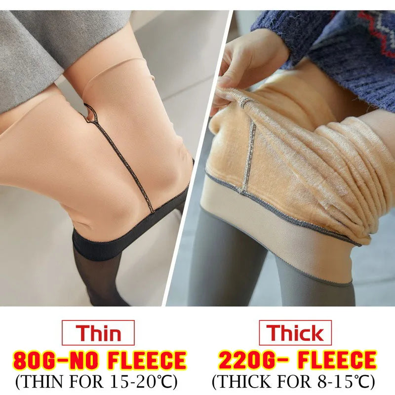 Panty Fleece Women Tights Ladies Thermal Leggings Woman Skin Effect Bottom Stockings Panties Women's Winter Thermal Sock Pants Zpaxo