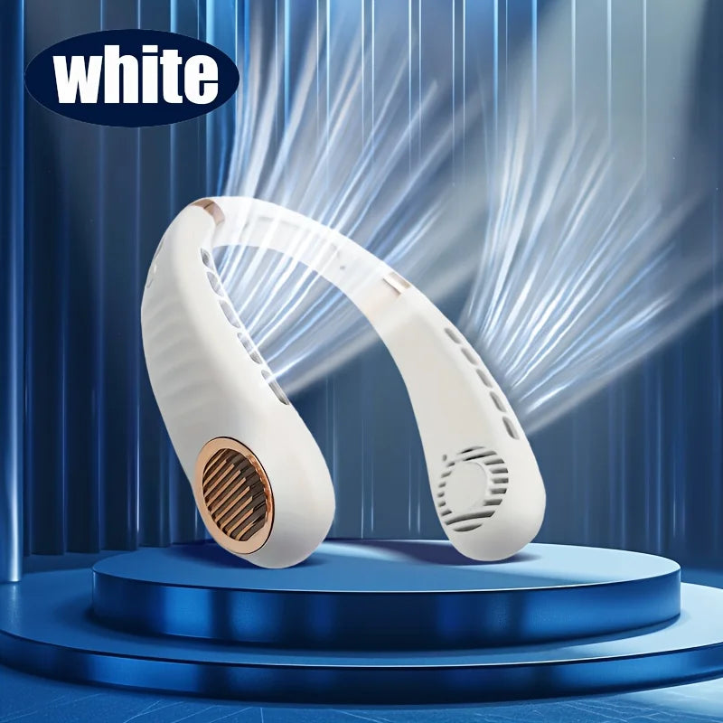 1pc Portable Wearable Neck Fan - Personal Fans for Outdoor And Indoor Use, Hands-Free, Leafless, Rechargeable, Headphone Design Zpaxo As Pictured