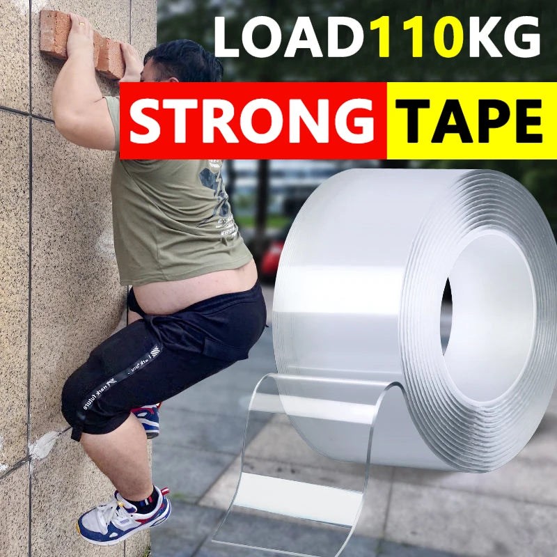 1m 2m 3m 5m Nano Tape Double Sided Tape Transparent Reusable Waterproof Adhesive Strong Tapes Cleanable Kitchen Bathroom Supplie Zpaxo