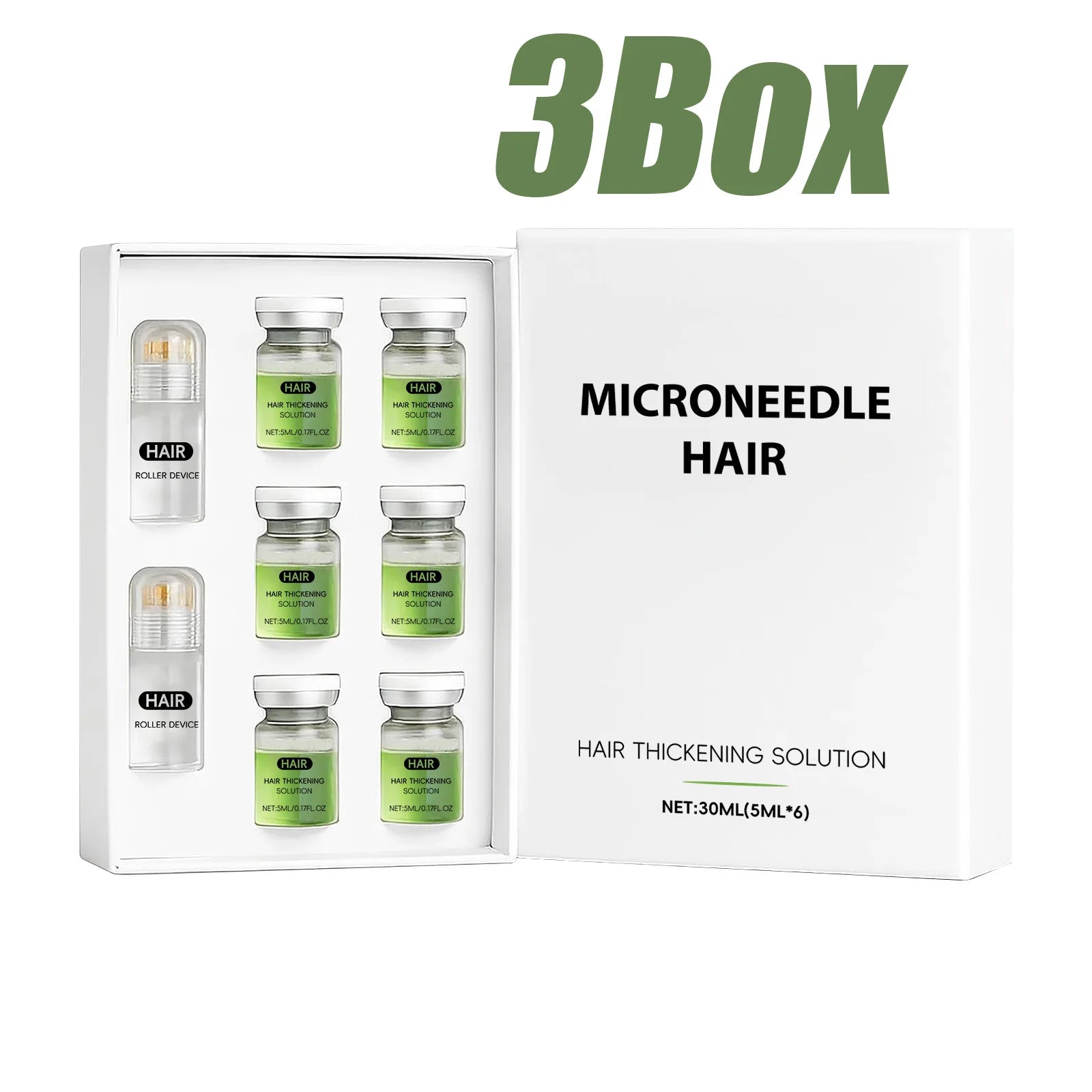 Hoygi Hair Serum Microneedle Roller Set – Scalp Follicle Care Hair Serum Roller Set Zpaxo 3 Boxed