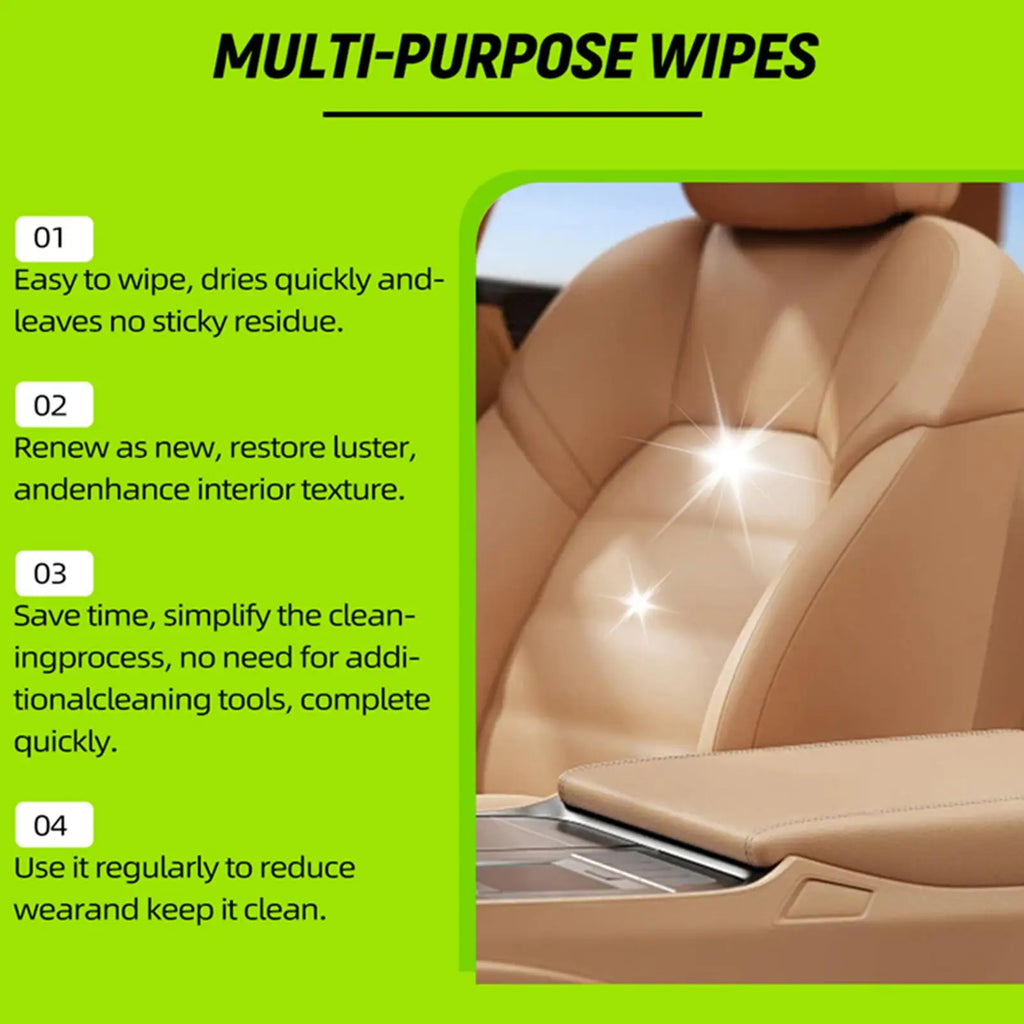 Car Interior Wipes All Purpose Leather Stain Remover Cleaner