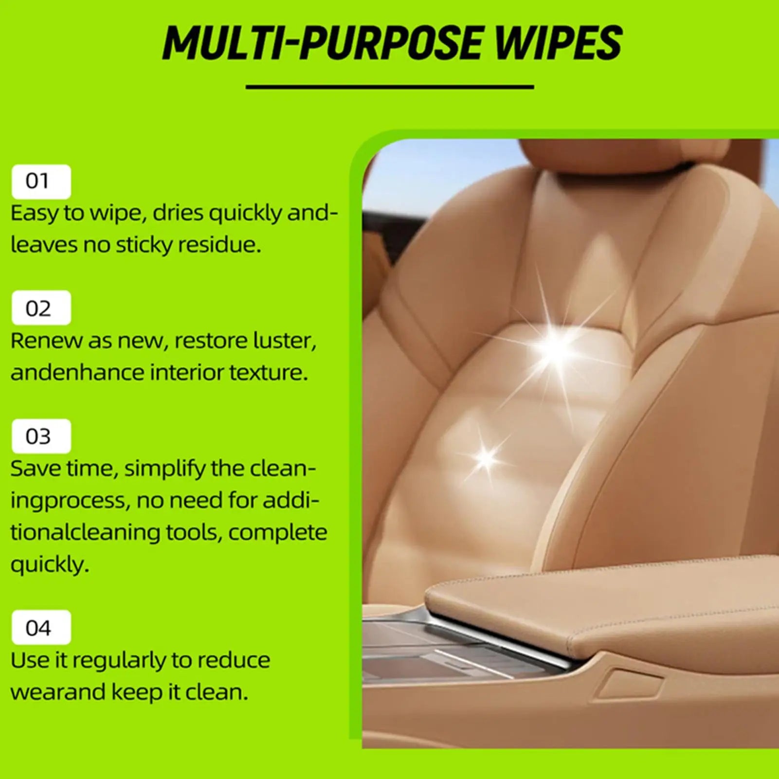 Car Interior Wipes All Purpose Leather Stain Remover Cleaner