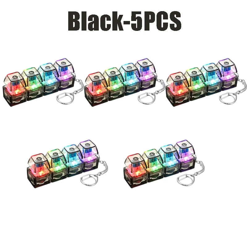 LED Light-up Keyboard Keychain Clickable Buttons Stress Relief Fidget