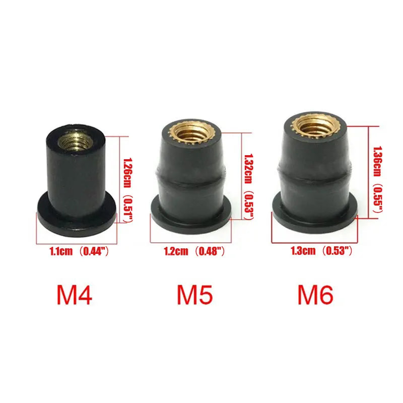 Motorcycle M4 M5 M6 Rubber Well Nuts Blind Fatener Windscreen