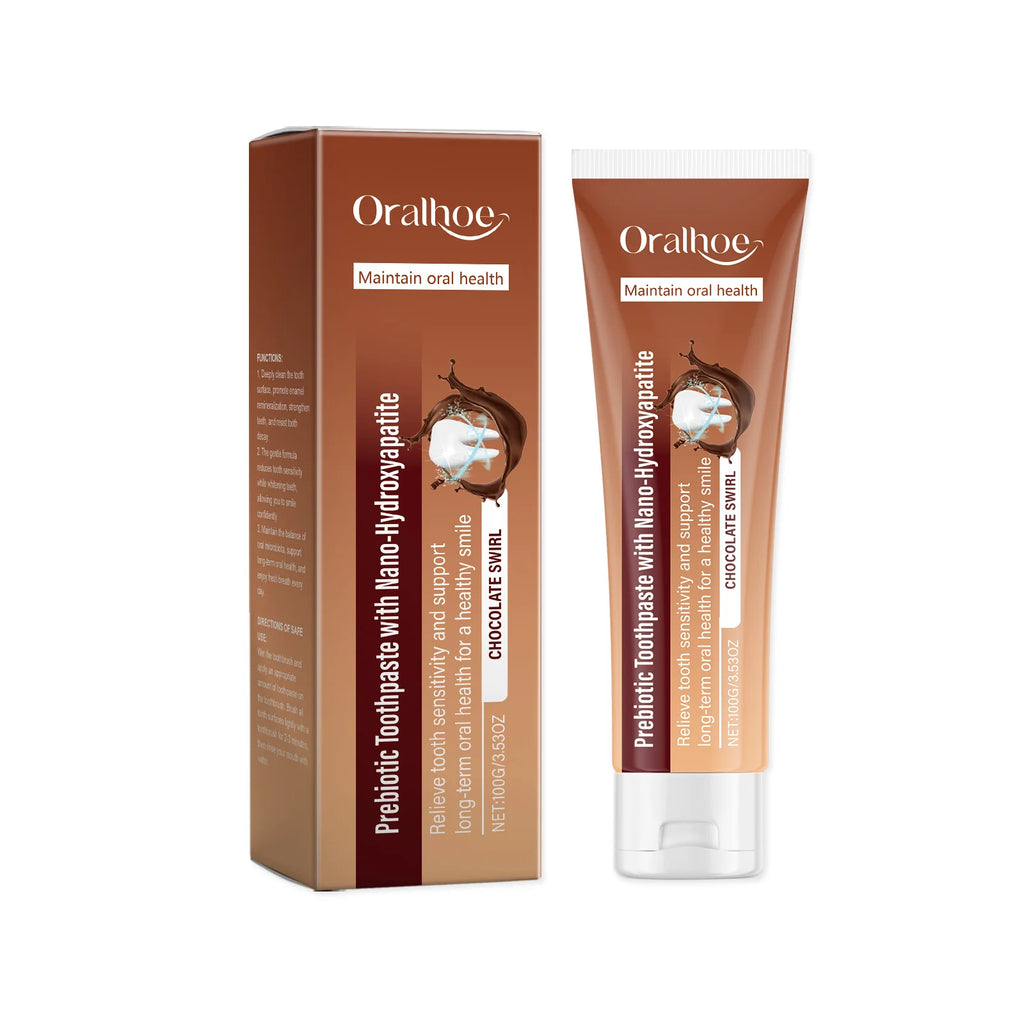 Chocolate Prebiotic Whitening Toothpaste – Sensitivity Relief Whitening Toothpaste Zpaxo 100g boxed