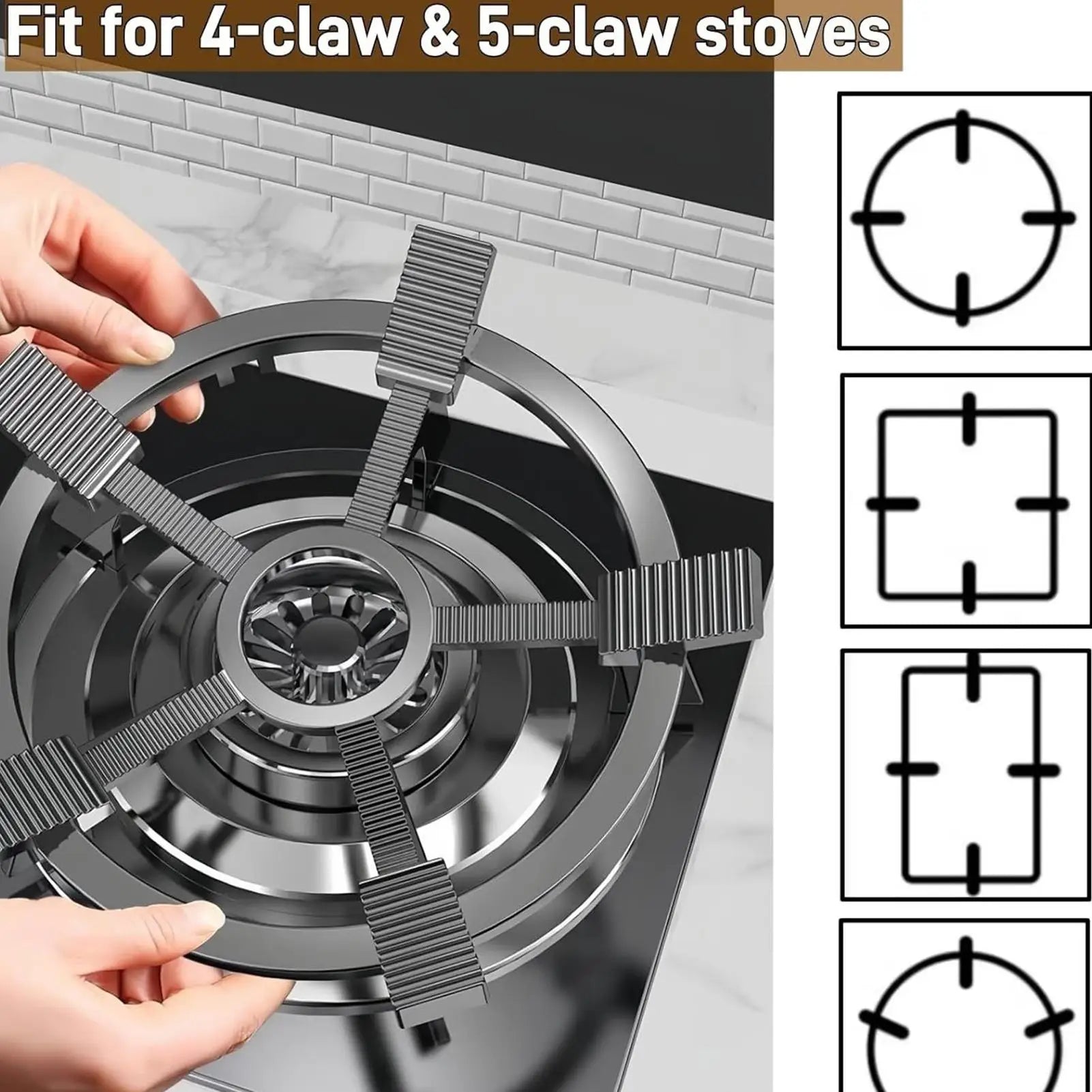Stove Support Ring Stove Rack with Non Slip Claws Pot Rack for Kitchen Restaurant Cooking Outdoor Camping Daily Meal Party Zpaxo