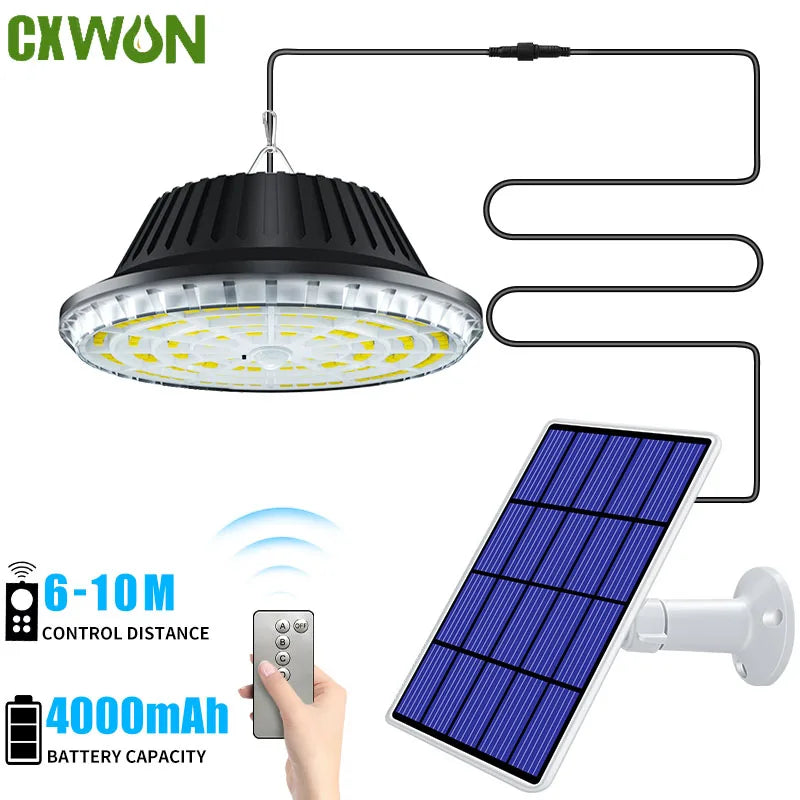 Solar Pendant Light Motion Detector Outdoor 5M Cord Detached Indoor Zpaxo