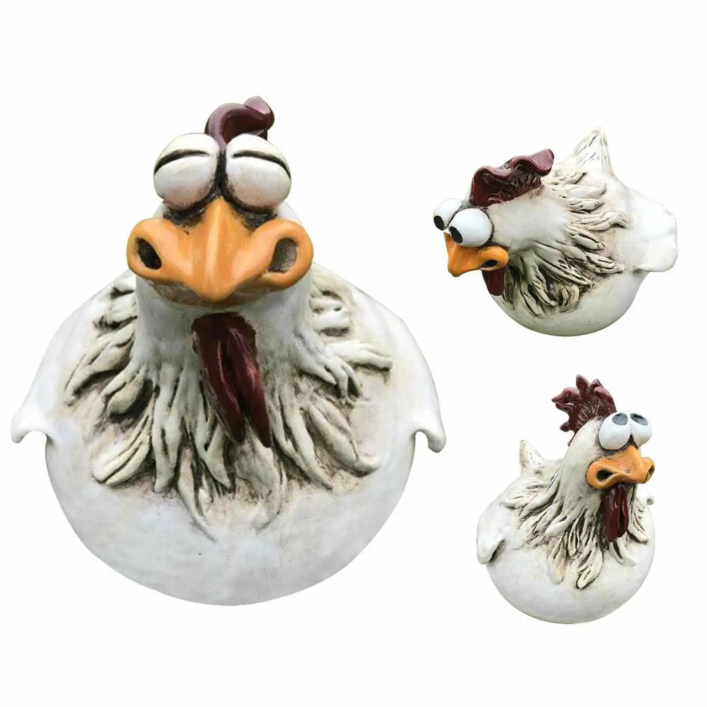 Resin Chicken Fence Statue – Garden Hen Sculpture Decor Garden Statue Zpaxo