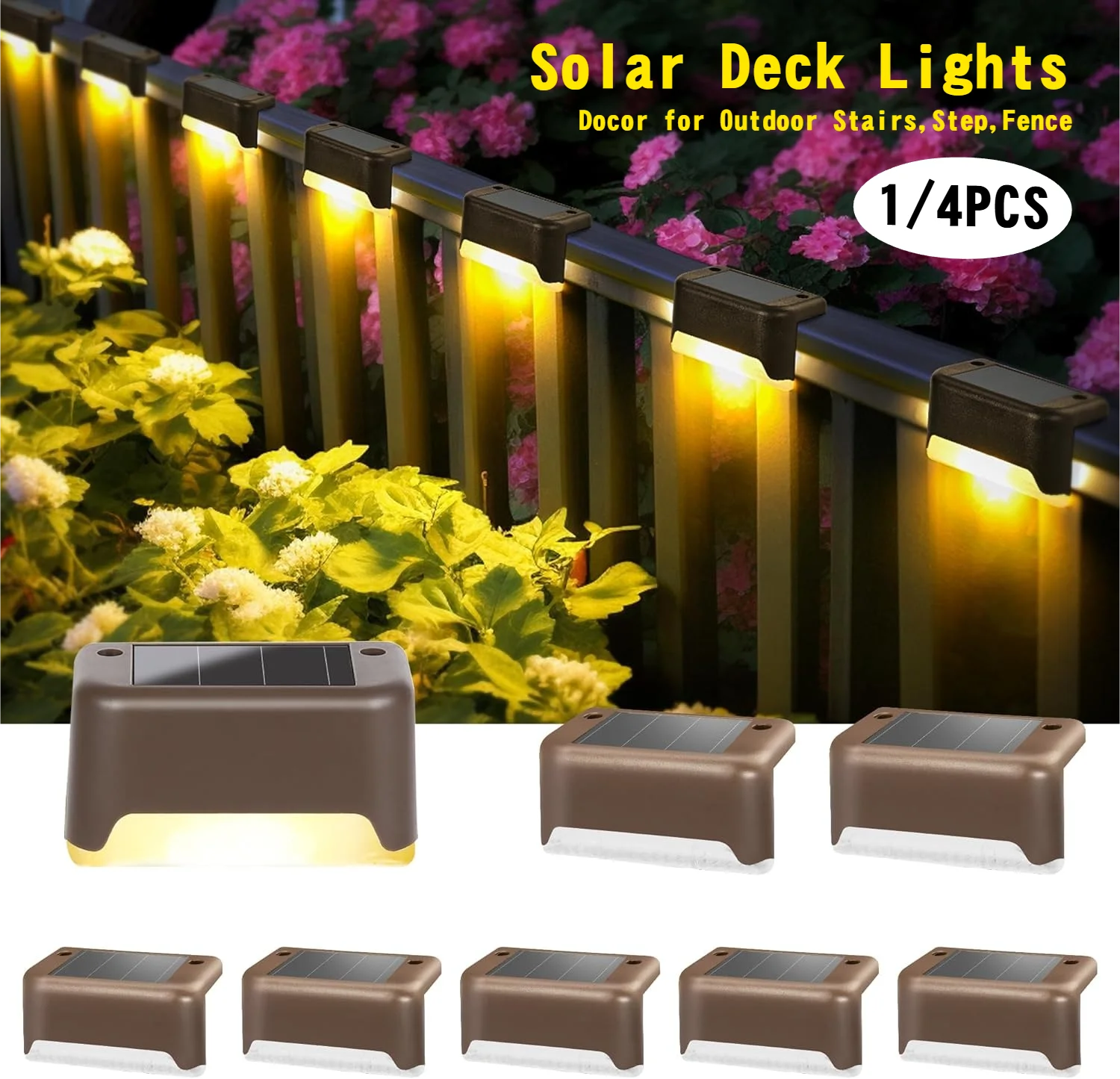 4 8 Solar Deck Lights Outdoor Waterproof LED Fence Step Garden Zpaxo