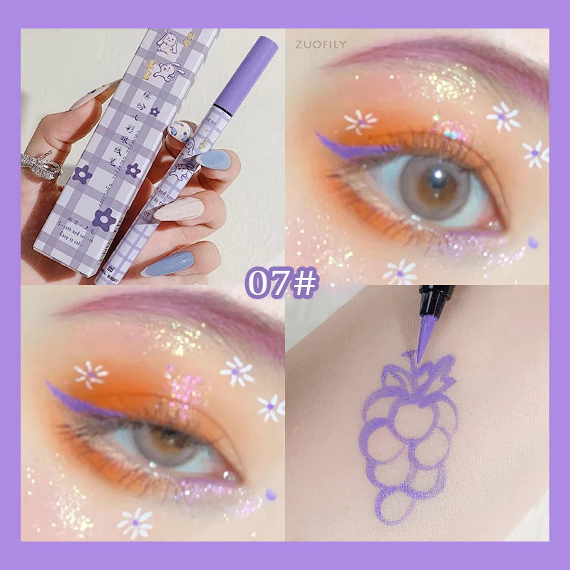 Colorful Liquid Eyeliner Pencil Matte Waterproof Not Blooming Long