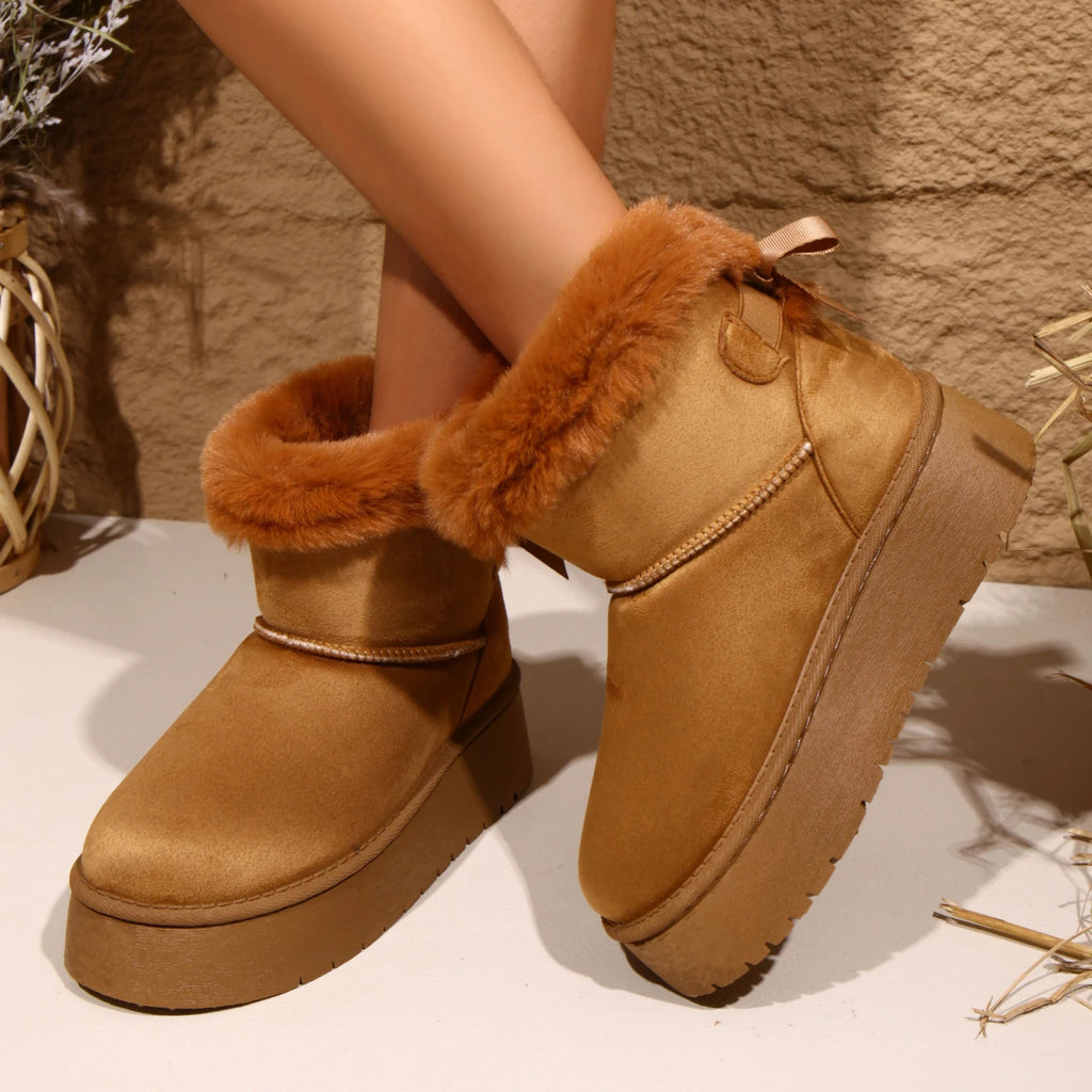2025 New Women Snow Boots Winter Warm Plush Cotton Shoes Comfortable Non-slip Ankle Boots Thickened Fluff Platform Shoes Women Zpaxo
