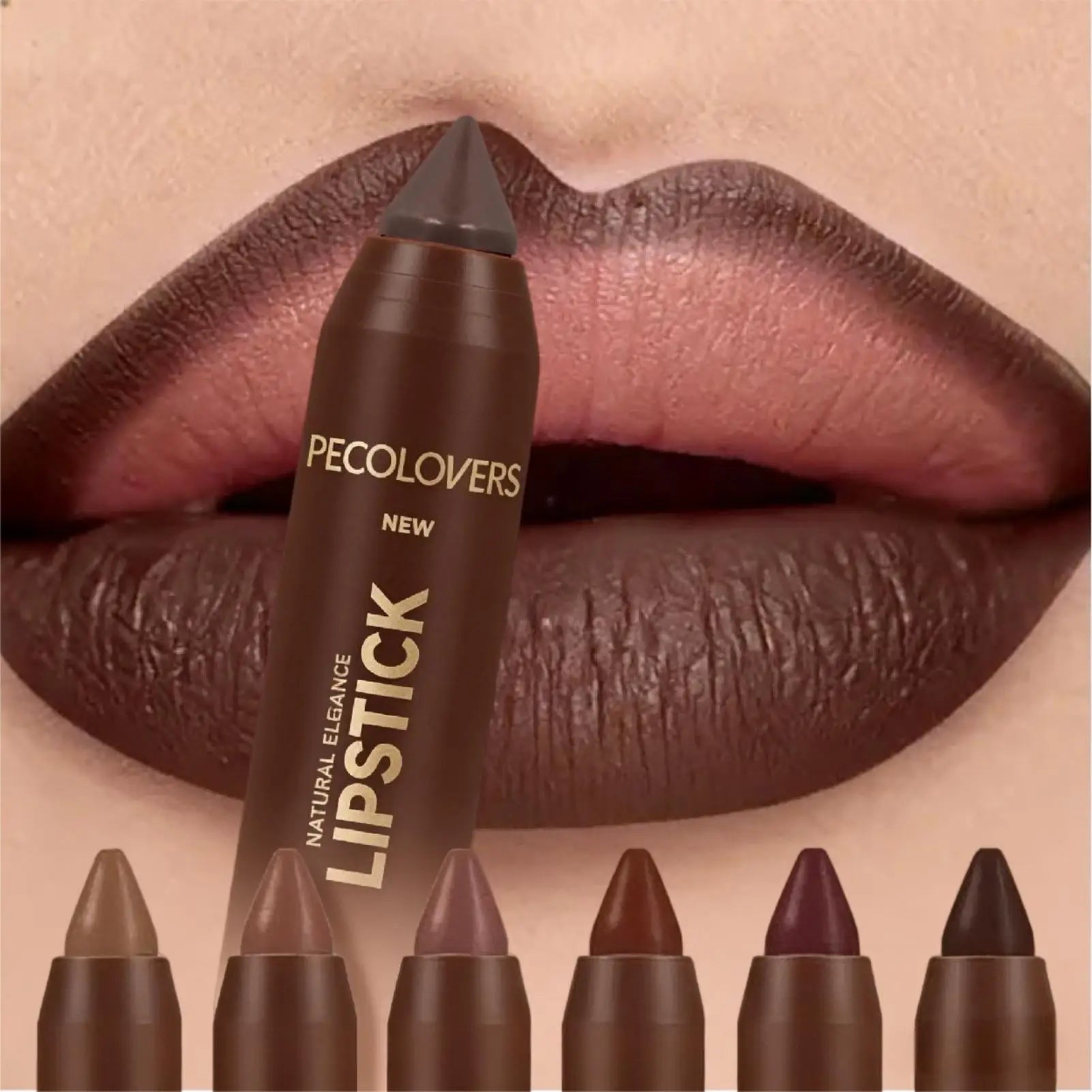 1PC Chocolate Shaded Matte Lipstick - Rich & Dense Texture, Vibrant Long-Wear, Easy Lip Contouring，Valentine's Day Gifts for Her Zpaxo