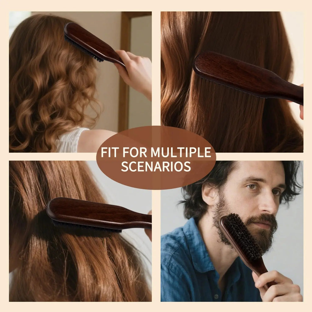 Boar Bristle Hair Brush (Unisex) - Fragrance-Free Professional Barber Styling Bristle Brush, Suitable for Thick/Fine Hair Zpaxo