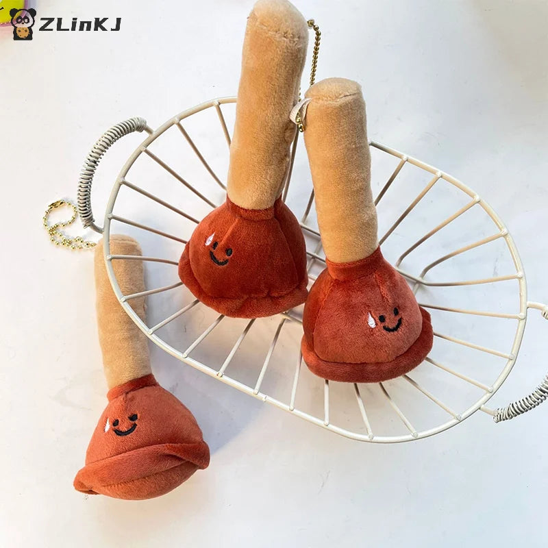 ▶Toilet Stopper Plush Doll Keychain Cartoon Toilet Plunger Filling Stuffed Dolls Keyring Pendant Backpack Charms Bag Decor Gifts Zpaxo