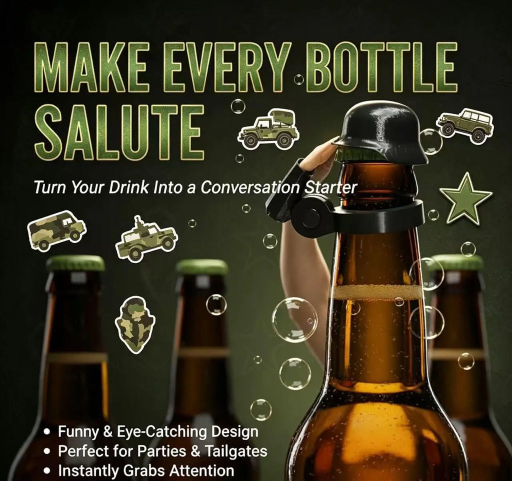 Novelty Military Salute Beer Bottle Helmet Drinking Hat Distinctive Zpaxo