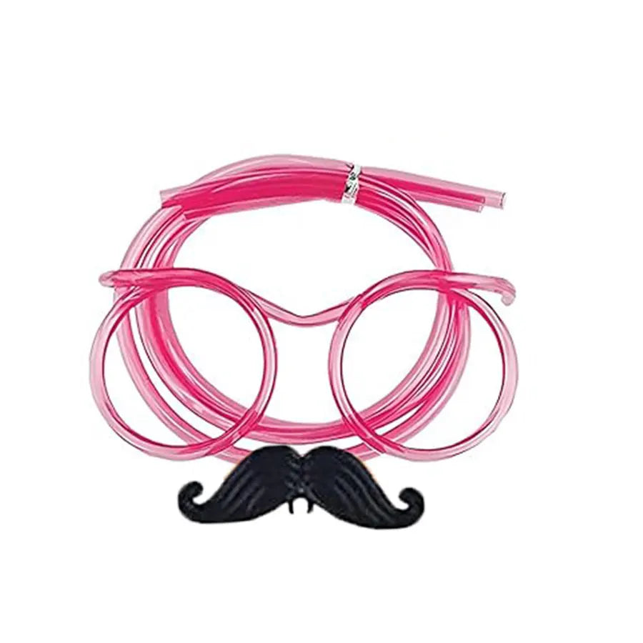 Glasses Funny Soft PVC Crazy Straws Beard Plastic Drinking Kids Party Zpaxo 8 pcs pink