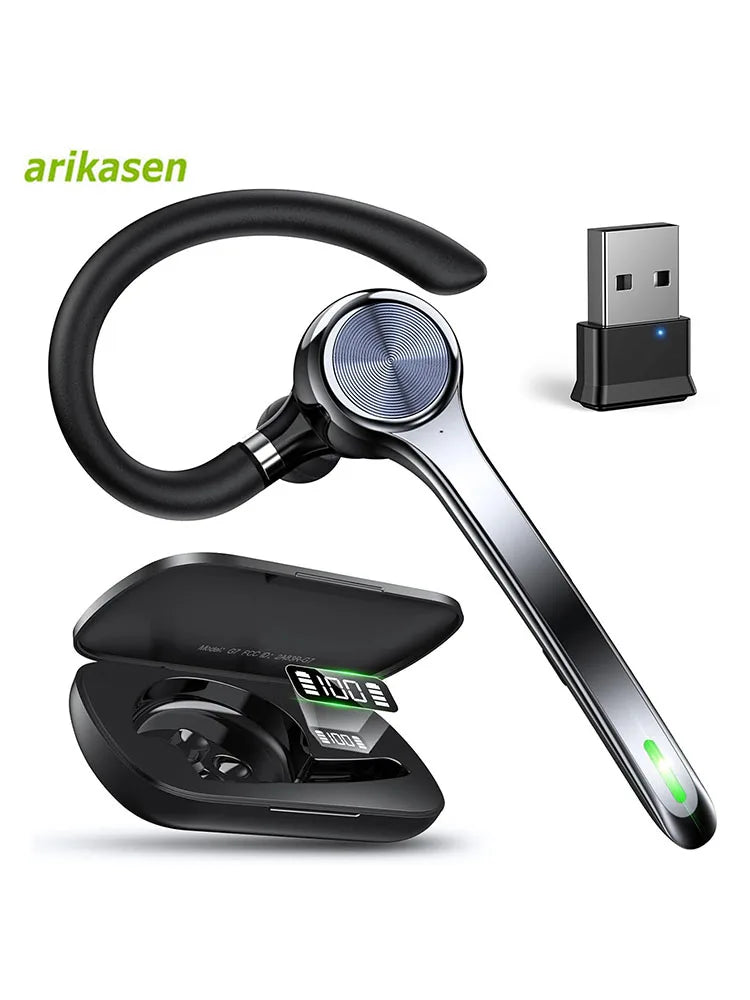 Wireless Headset Single-ear Bluetooth Noise-canceling Mic USB Dongle