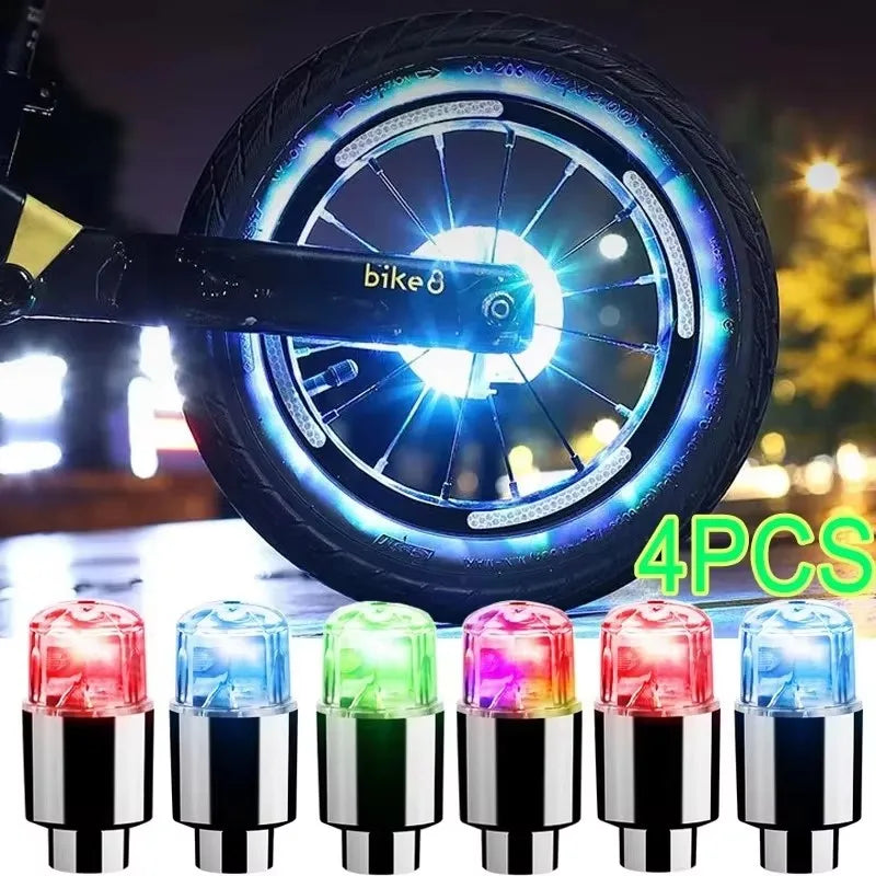 LED Tire Valve Cap Lights – Car, Bike & Motorcycle (2/4/8 Pk)