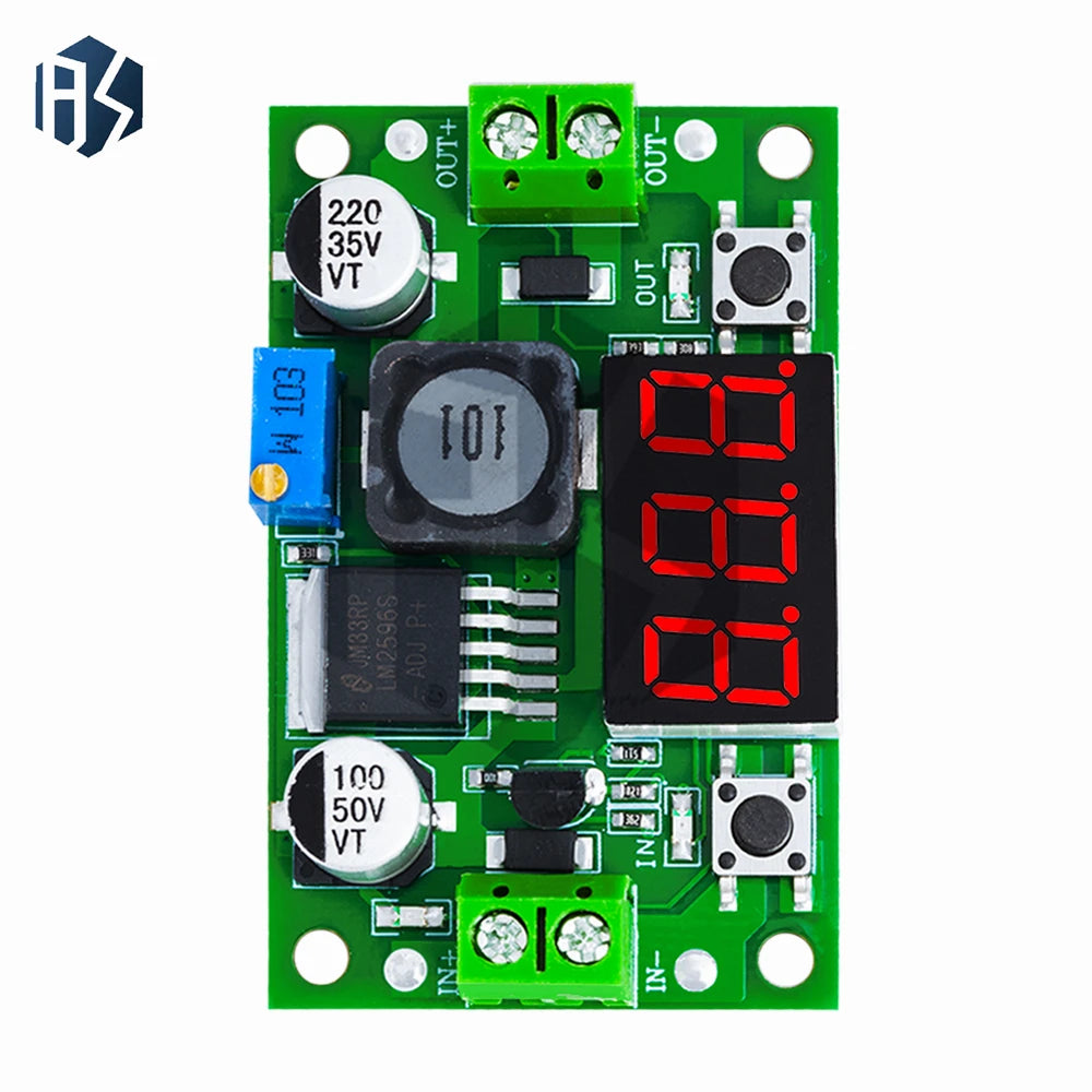 ‌LM2596S Adjustable Buck Converter Module – 4-40V to 1.3-35V DC-DC Step-Down Regulator with 3A/92% Efficiency | Overcurrent Zpaxo