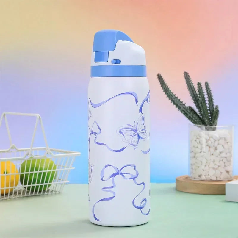2025 New Outdoor Products Fashion Cartoon Pattern Jump Cup Stainless Steel Insulated Bottle Arge-capacity Sports Kettle Zpaxo A 1000ML