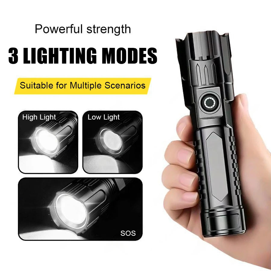 1000LM Zoomable LED Tactical Flashlight | USB-C Rechargeable