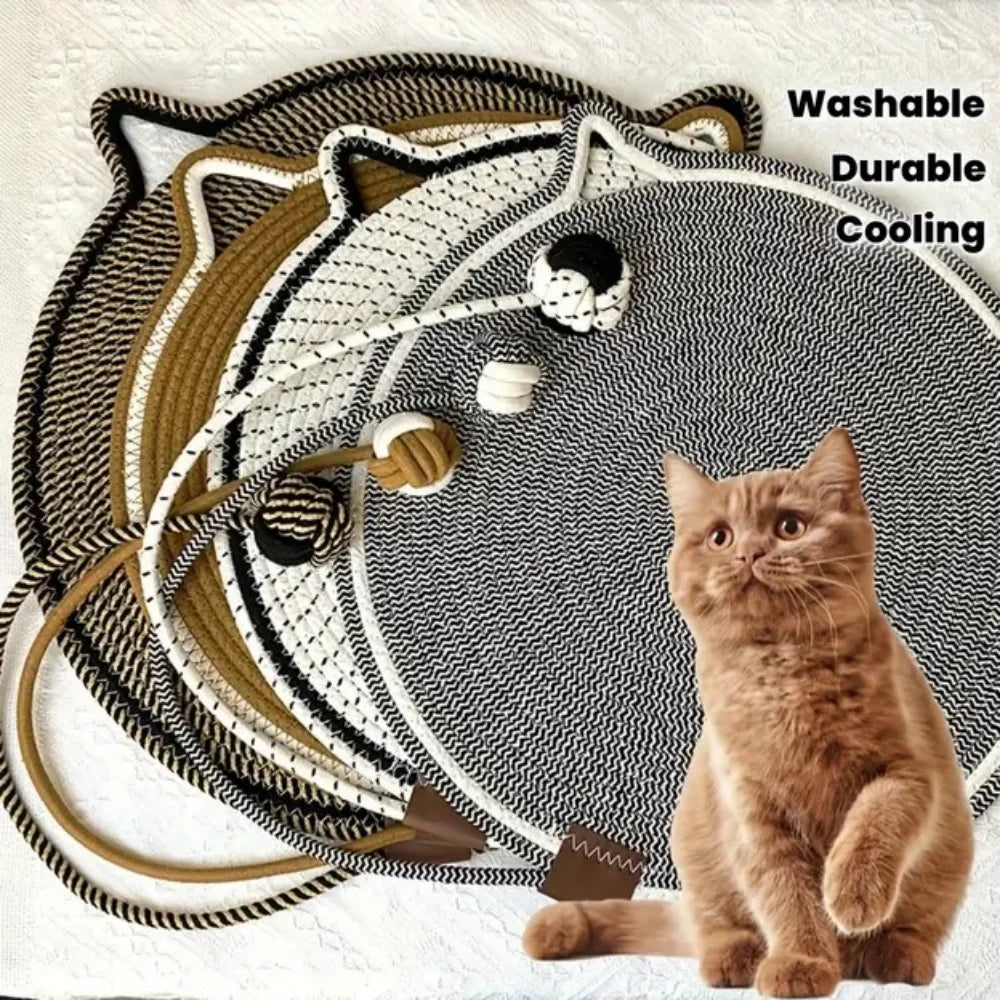 Cat Scratching Pad Natural Cotton Rope Ear-shaped Hanging Hooks Toy Zpaxo