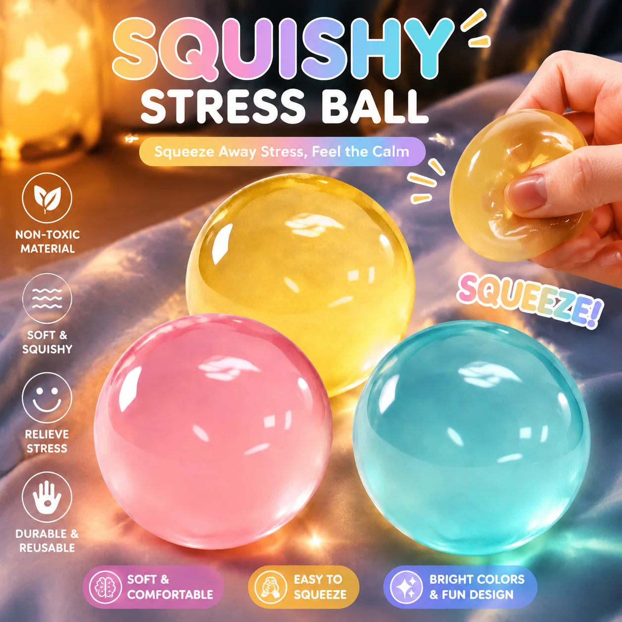 Premium Handmade Coconut Oil Slow Rebound Squishy Ball Translucent