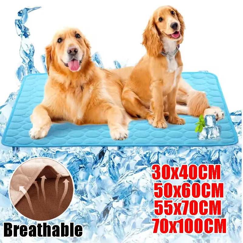 Pet Ice Silk Cooling Mat Cats Dogs Machine Washable Summer Breathable