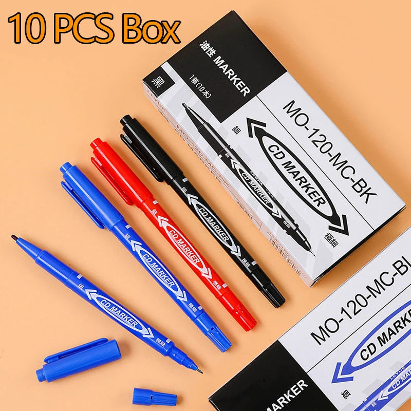 Double Headed Marker Pen Oily Permanent Markers Pens Fine Point Zpaxo
