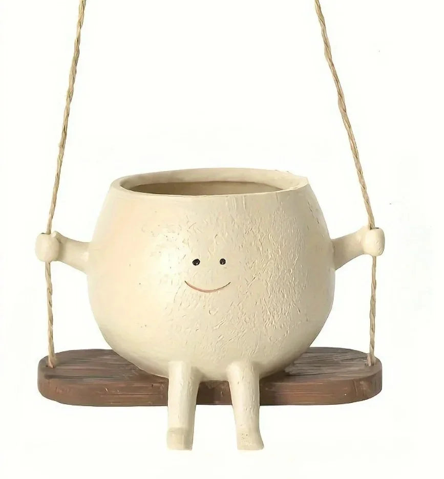 Hanging Resin Face Planter Pot – Succulent Head Vase Home Decor