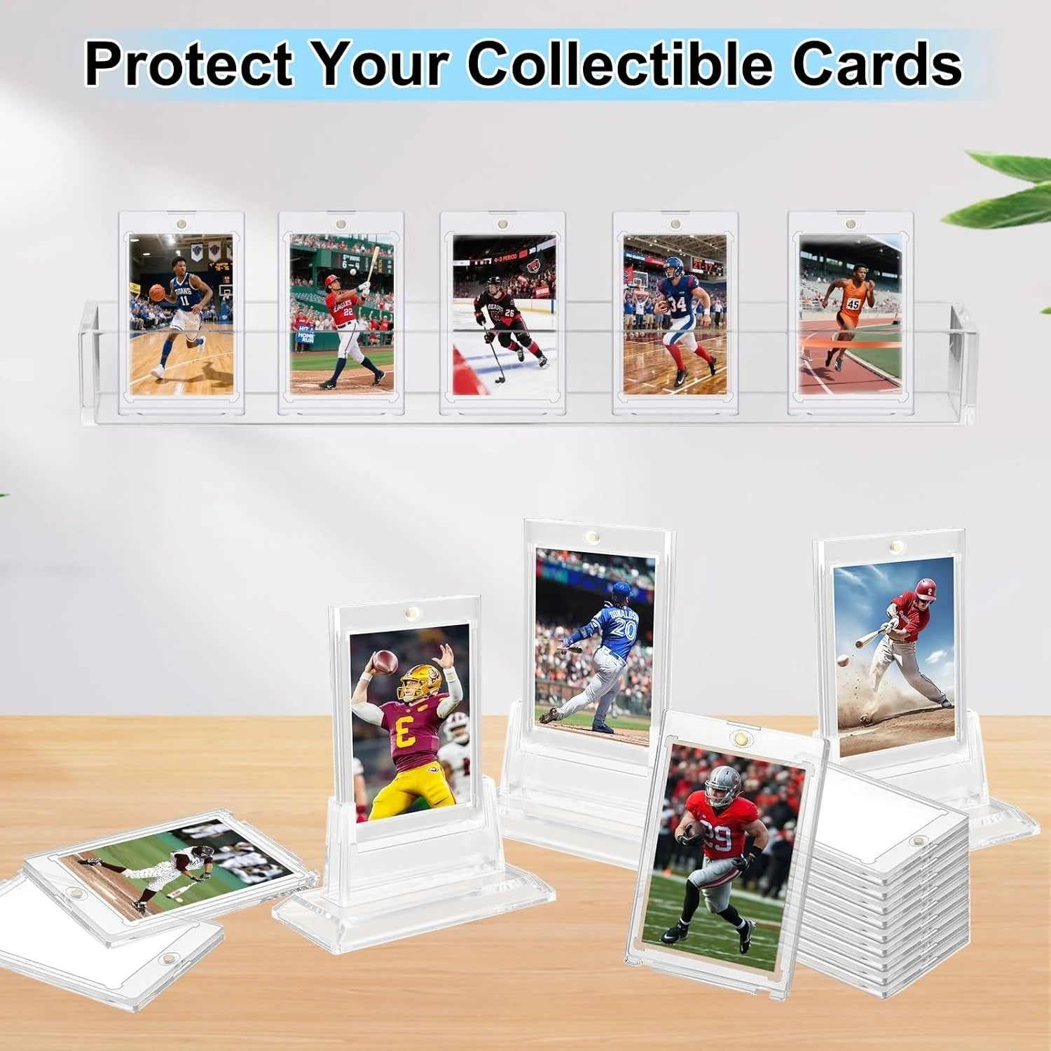35pt Magnetic Card Holders with Stand & UV Protection – 5/10/15 PCS