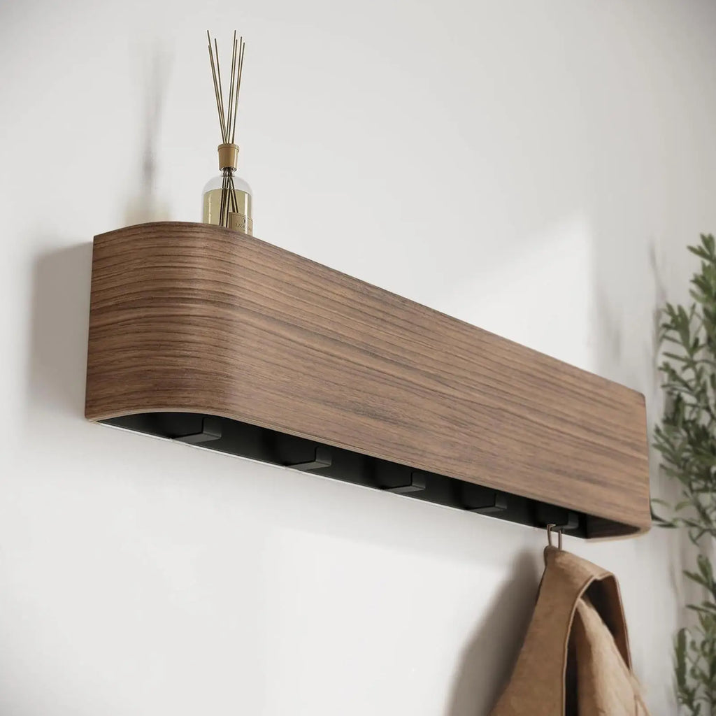 Wall-Mounted Coat Rack Wall Coat Hanger Rack with Folding Hooks No-Drill Organizer Wooden Clothing Hanger for Household Bag Keys Zpaxo