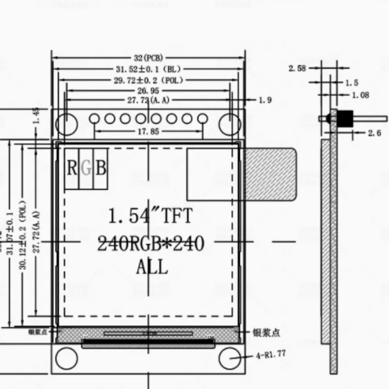 1 54-Inch TFT LCD Screen ST7789 Small 240 Display Full View SPI Zpaxo