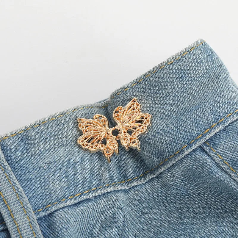 Jeans Button Adjustable Clips Pant Skirts Waist Tightener Buckle Snap Zpaxo D