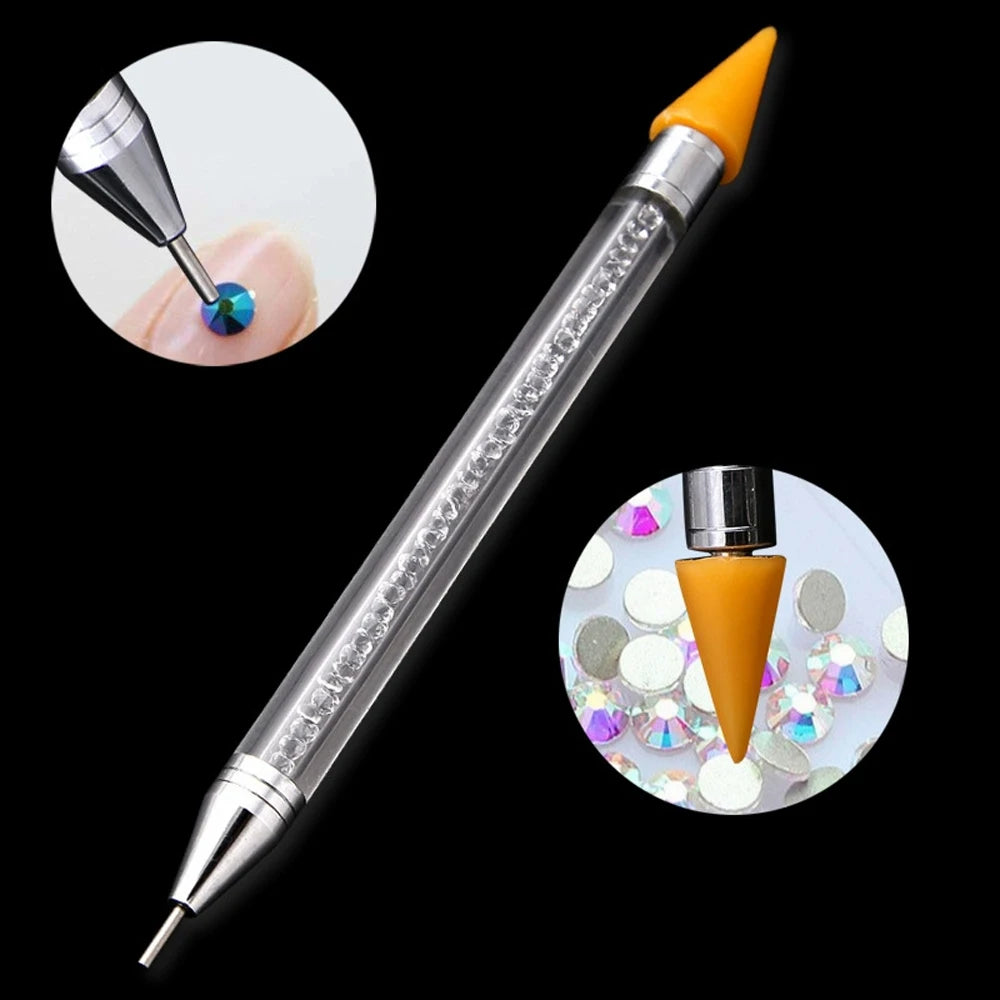 Nails Art Brush For Manicure Double Head Point drill pen Dot Painting Point Pen Rhinestone Picker Wax Pencil Crystal Handle Tool Zpaxo