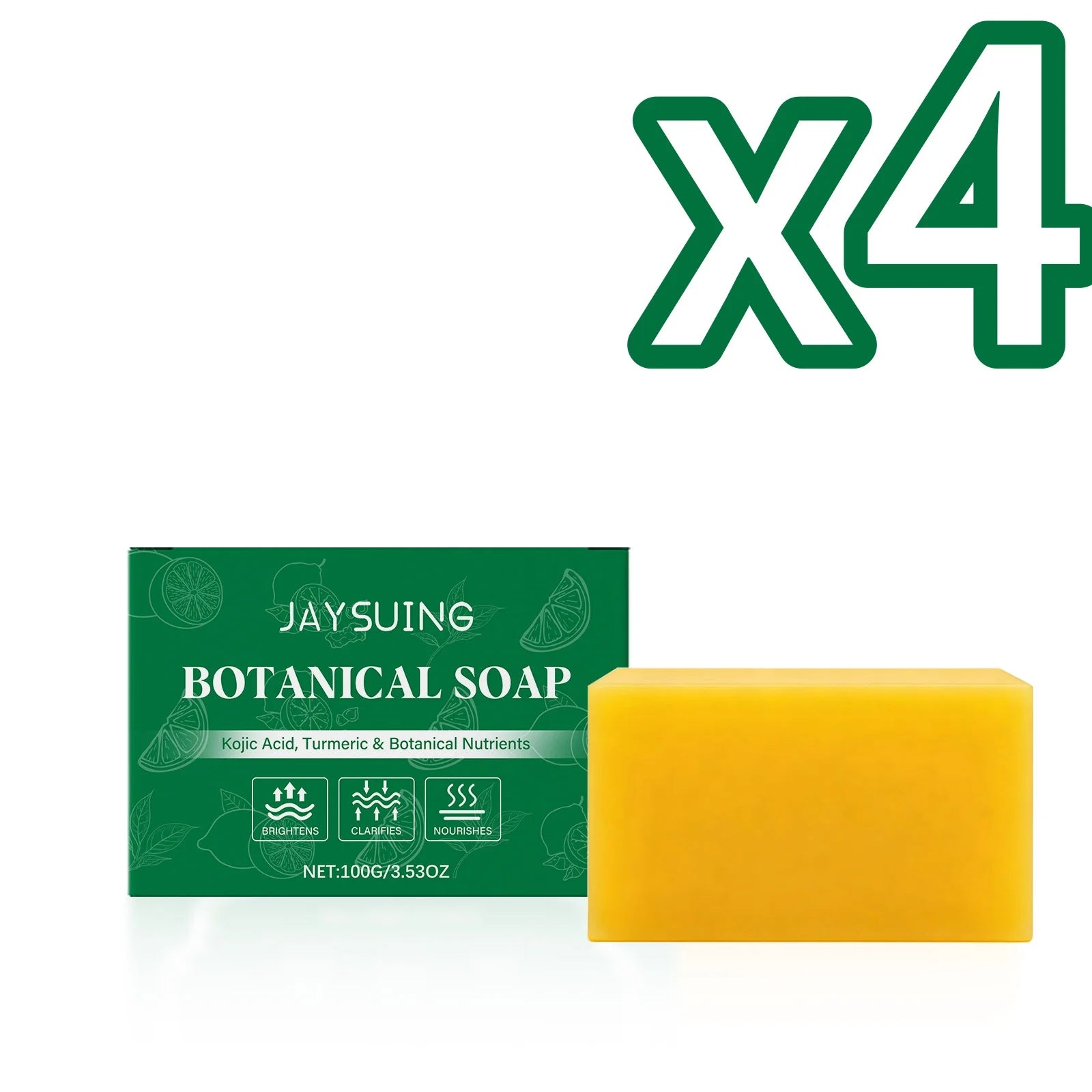 Jaysuing Turmeric Botanical Soap – Cleanse, Moisturize & Exfoliate Botanical Bar Soap Zpaxo 100g Boxed X 4PCS