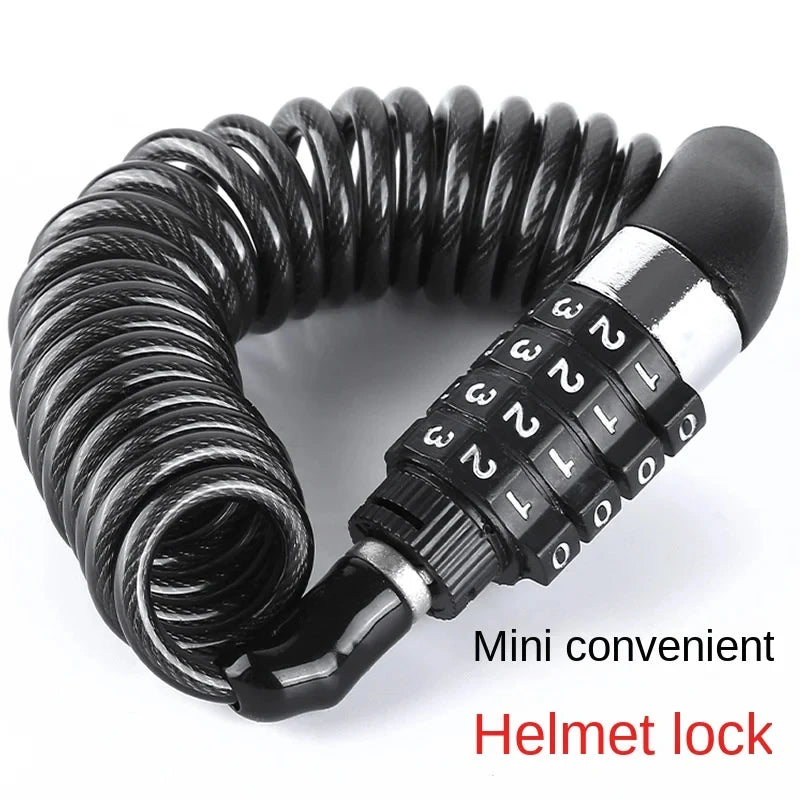 Mini Durable Classic Helmet Lock Chain 4 Digit Password Combination Portable Bike Motorcycle Anti-theft Cable Lock Stitch Motor Zpaxo Black