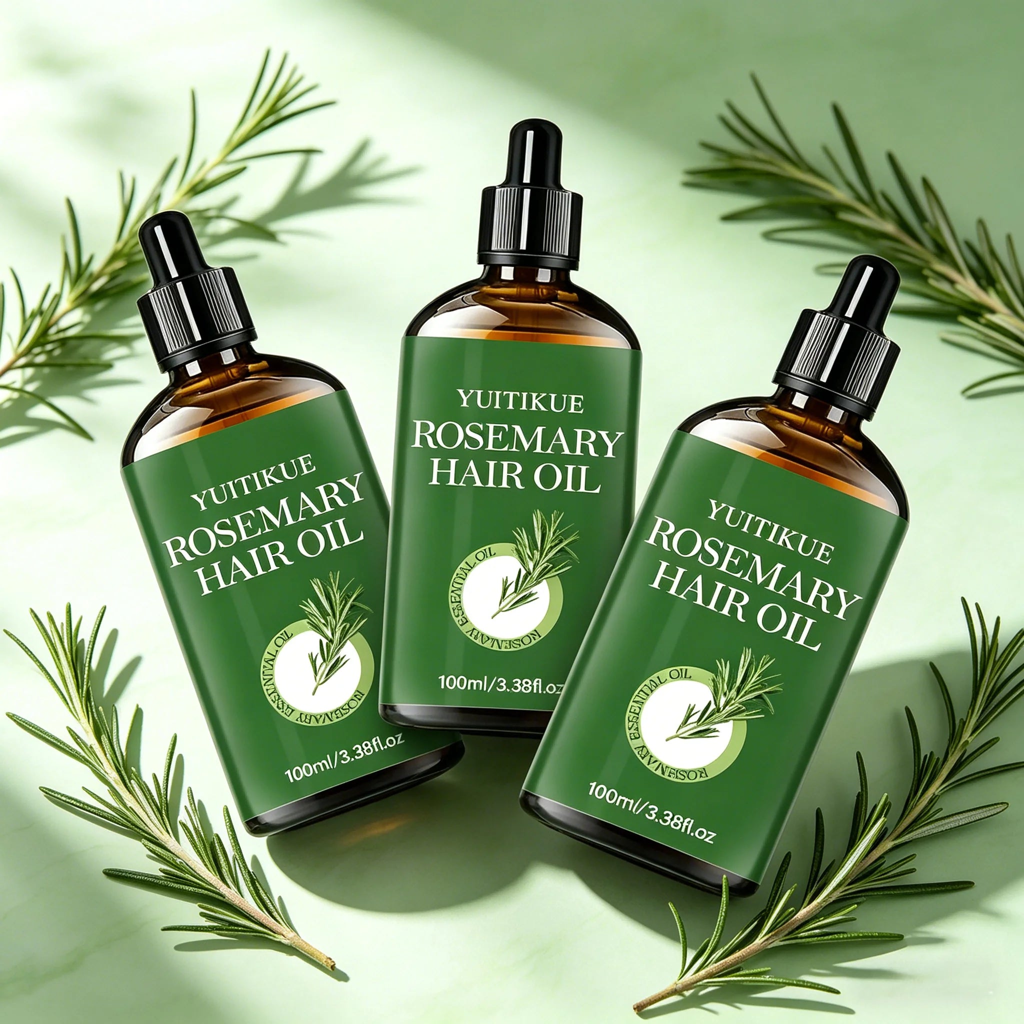 YUITIKUE Rosemary Essential Hair Oil | Deep Moisture & Shine Rosemary Hair Oil Zpaxo 3pc