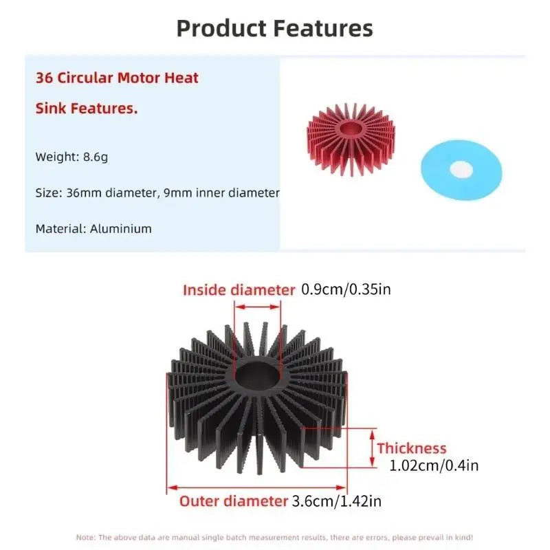 652F 36mm Circular Stepper Motor Drive Heatsink Aluminum Heat Dissipation Block With Thermal Conductive Tape Efficient Zpaxo