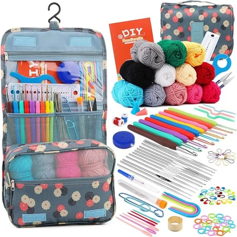 130 Piece Knitting Crochet Hook Set Home Use Sewing Tool DIY Craft Crochet Knit Markers Needles Tools Weaving Accessories With Zpaxo