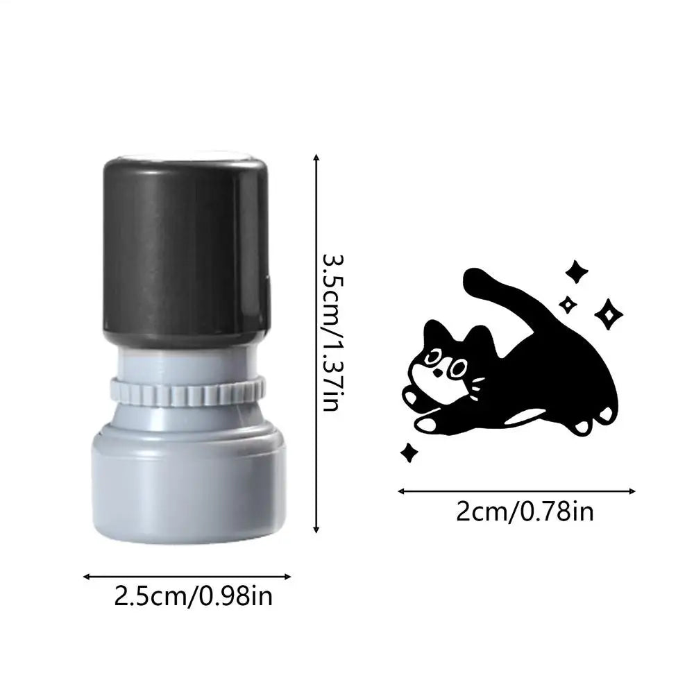 Cat Stamp Black Inkpad Shape Print Cute Craft Supplies Mini Journal Zpaxo A