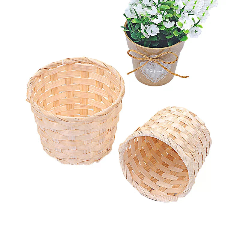 Rural Woven Baskets Bamboo Mini Desktop Storage Basket Portable Storage Baskets Fruit Arrangement Baskets Zpaxo