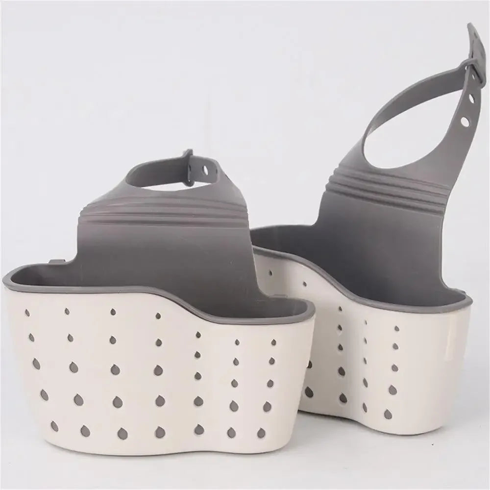 Double Sink Draining Hanging Bag Adjustable Press Faucet Shelf Sponge