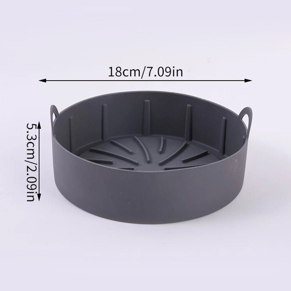 Air Fryer Silicone Pot Airfryer Liners Reusable Silicone Basket Oven Liner Baking Tray Pan Accessories Zpaxo 18cm Gray