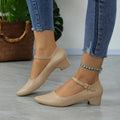 Round Head Shallow Square Heel Shoes Women's Elegant Fashion Heels