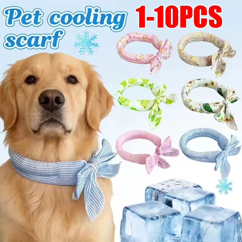 Cartoon Pet Cooling Neck Wrap Cat Dog Ice Scarf Summer Heat Relief