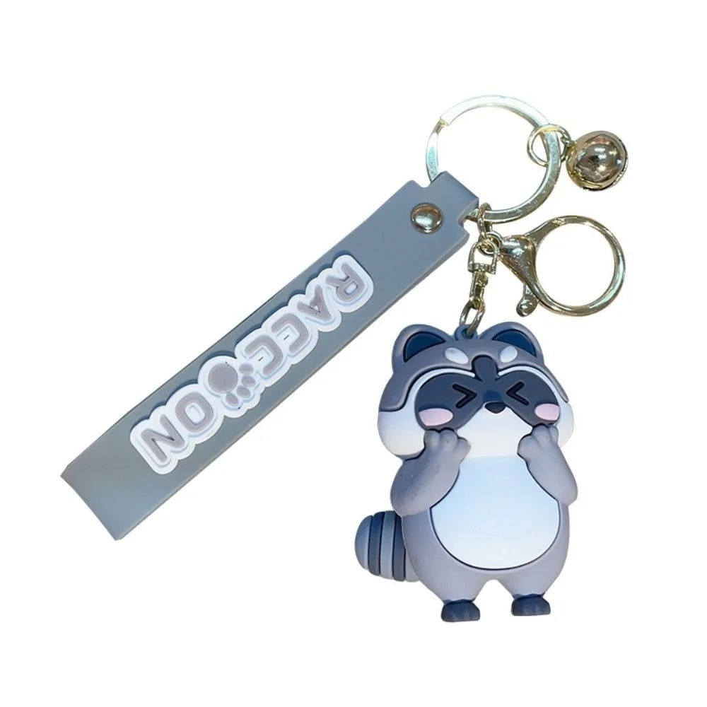 Fashion Gift Funny Earphone Case Cute Alloy Korean Pendant Cartoon Keyring Raccoon Keychain Backpack Decor Zpaxo shy