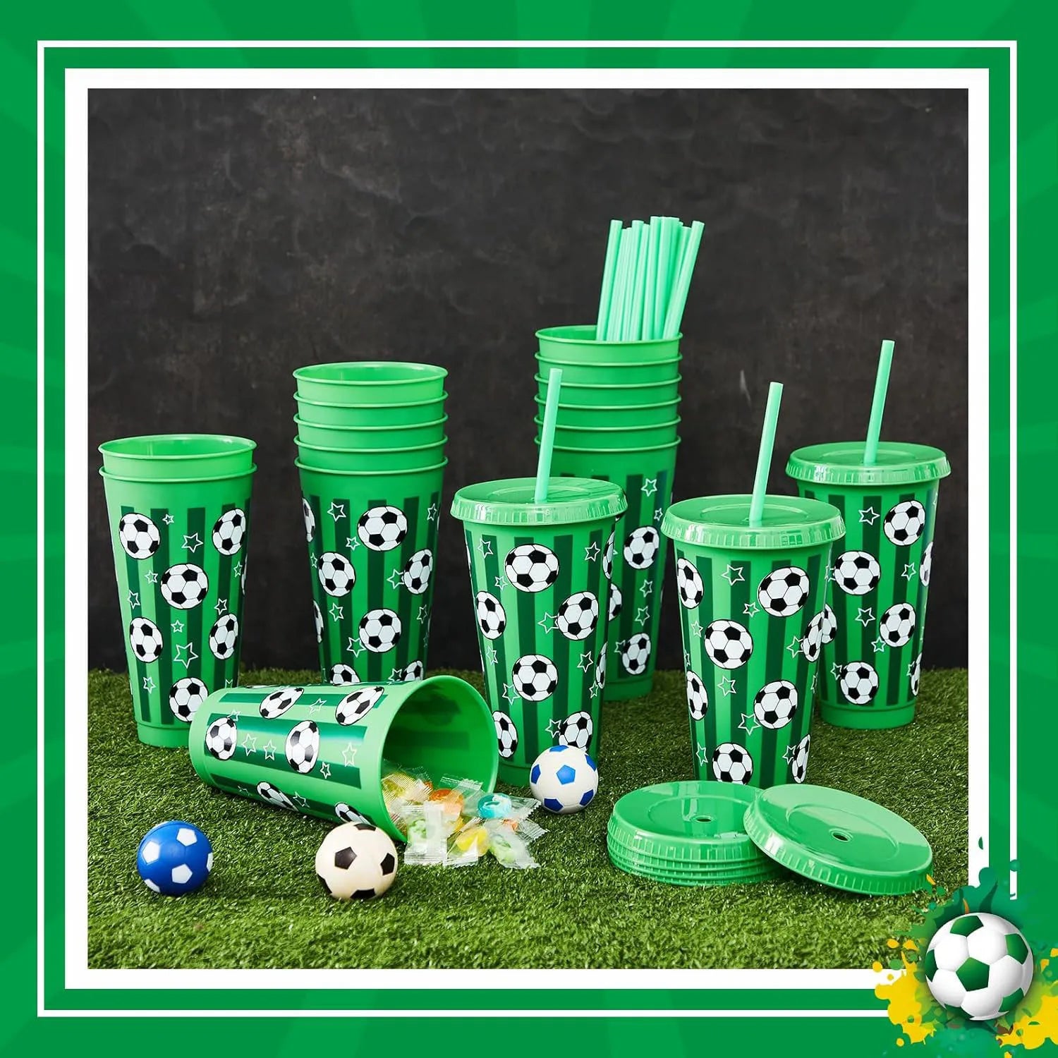 24oz Football-Shaped Reusable Tumbler Cups – 6 or 12 Pack