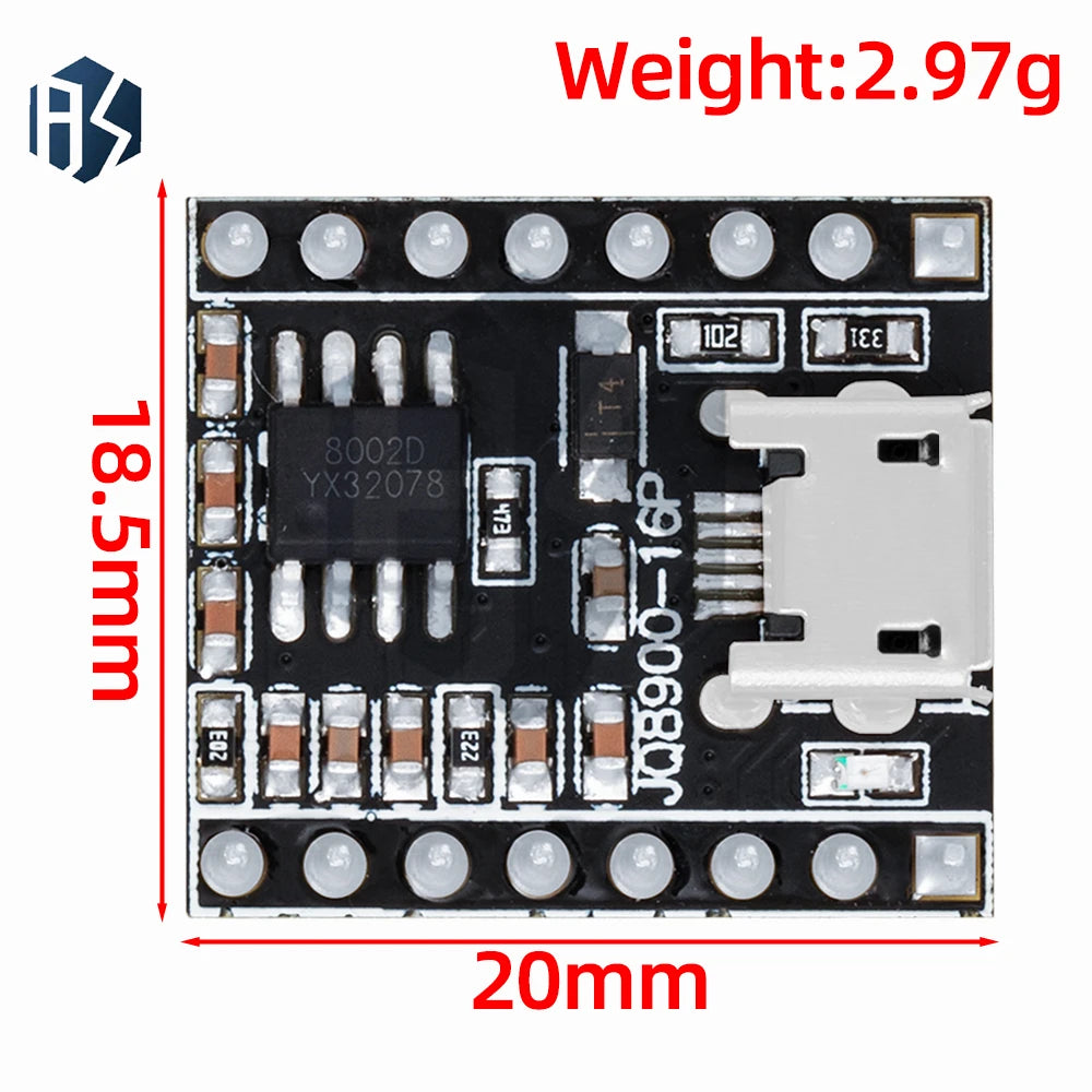 1 JQ8900-16P Voice Module Customized Music Intelligent Broadcast USB Zpaxo